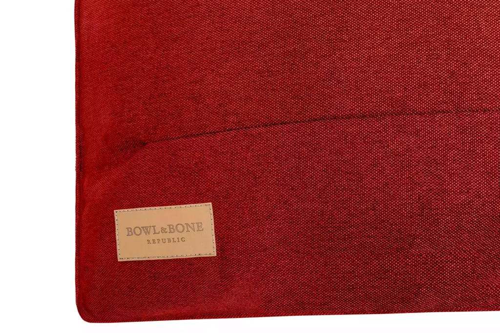 dog pillow red close-up