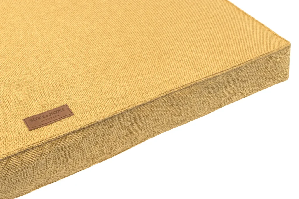 orthopedic dog mattress yellow close-up