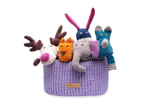cottom lily dog toy basket with toys
