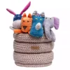cottom beige dog toy basket with toys