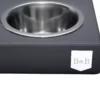 dog bowl duo graphite with wooden frame close-up
