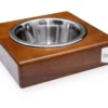 dog bowl light brown with wooden frame
