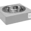 dog bowl grey with wooden frame
