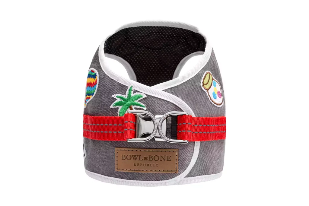 dog harness denim grey