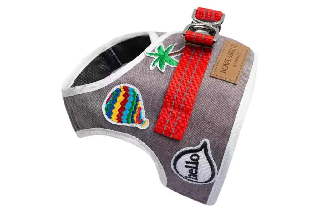 dog harness denim grey