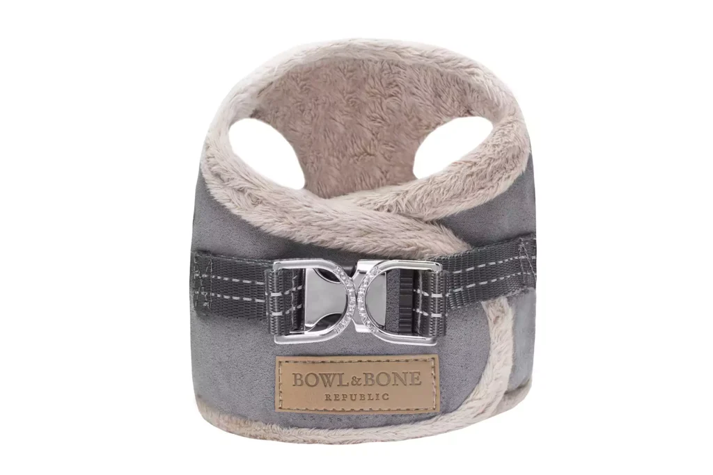 grey winter dog harness