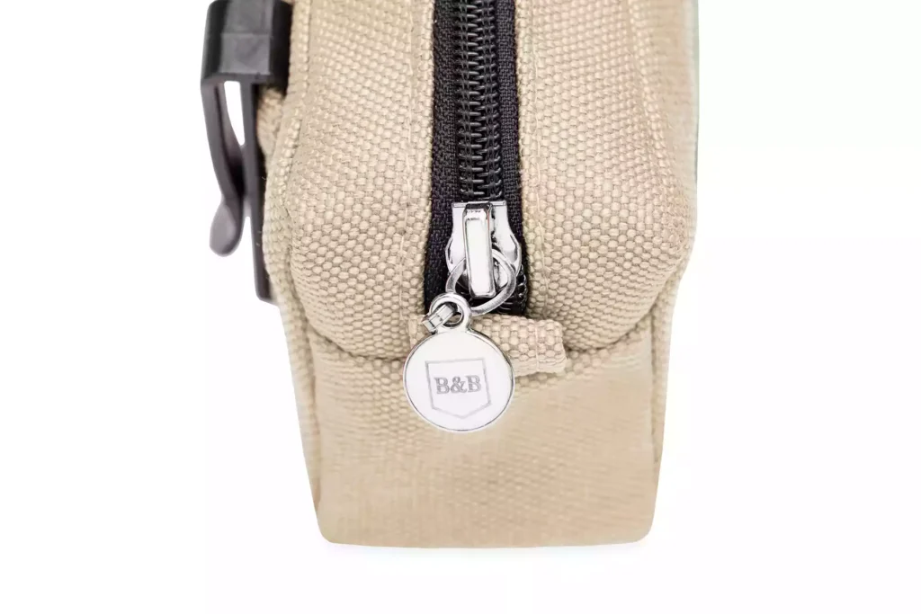 dog treat bag beige side