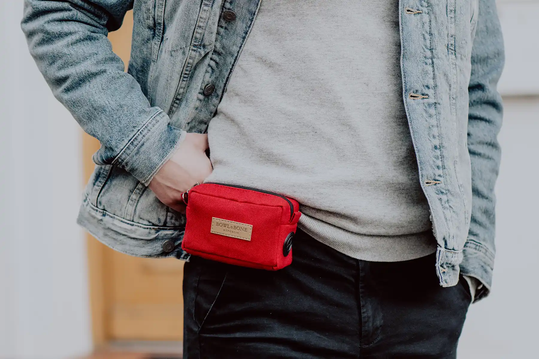 red pouch for waste bags
