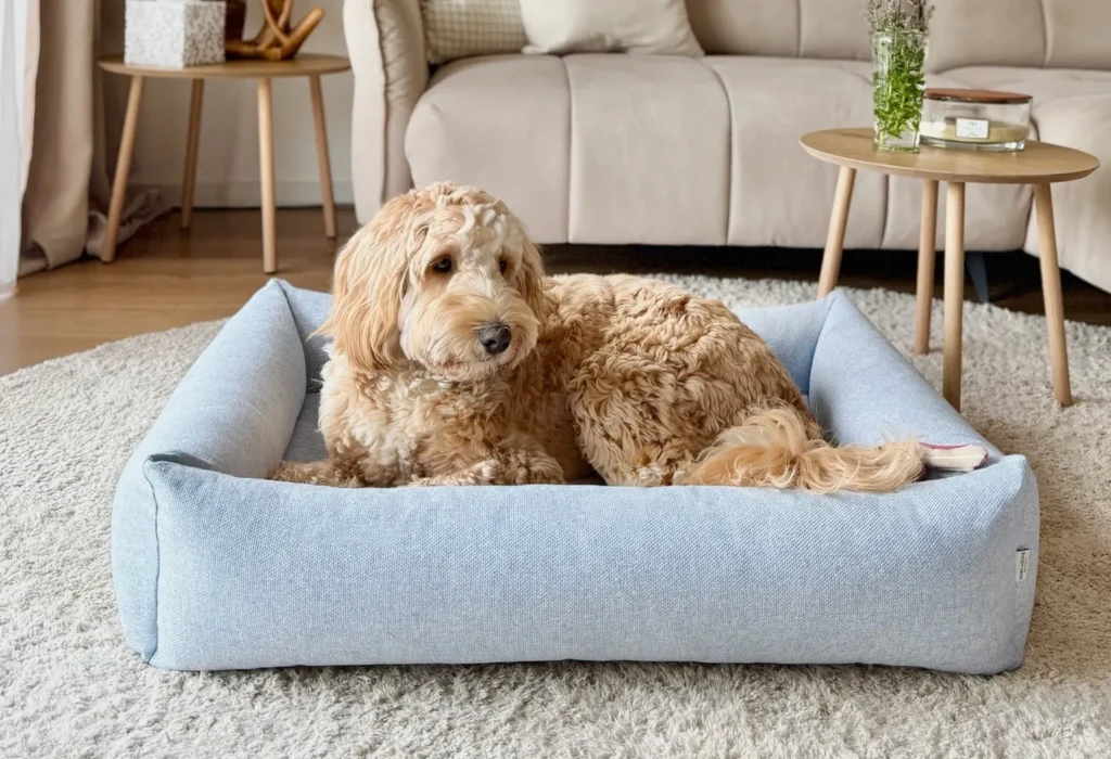 Minimalistic dog bed yellow Bowl&Bone dog shop